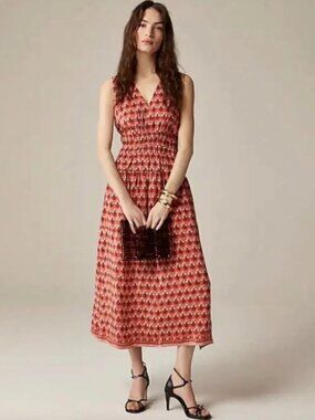 J. Crew Red Pattern Sleeveless Dress NWOT